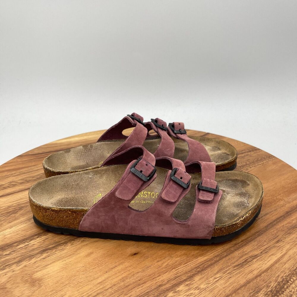 Birkenstock Marseille Sandals Womens Size 7 / 38 Maroon Suede Casual Comfort